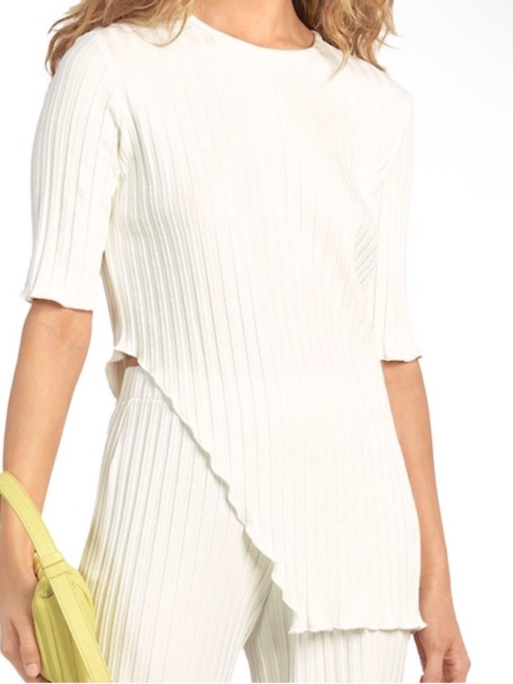 Simon Miller Koopa Ribbed Asymmetrical Top Women’s Size Medium in Cream